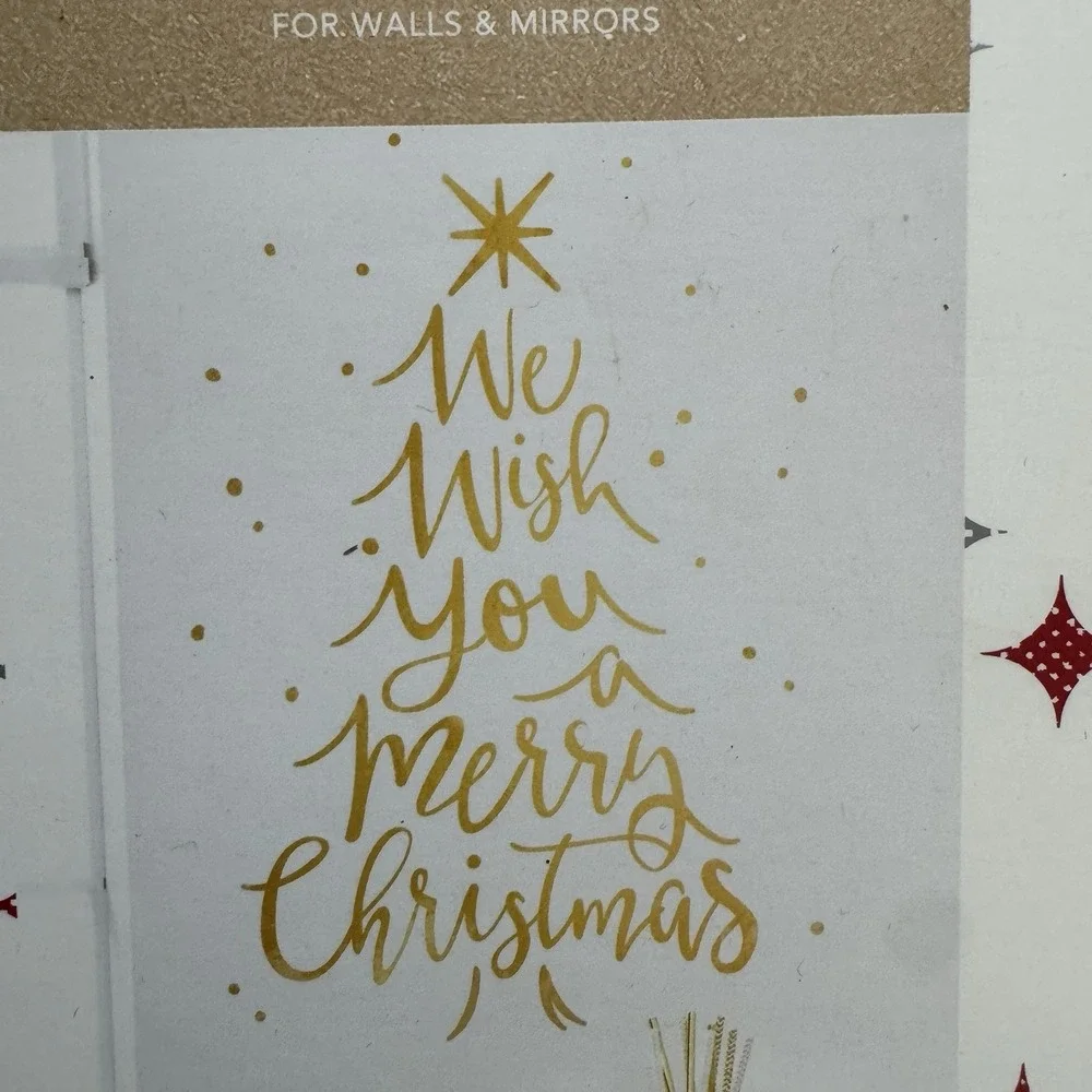 Lot 4 Holiday Lane We Wish You a Merry Christmas Peel Stick Gold Wall Wreath